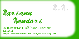 mariann nandori business card